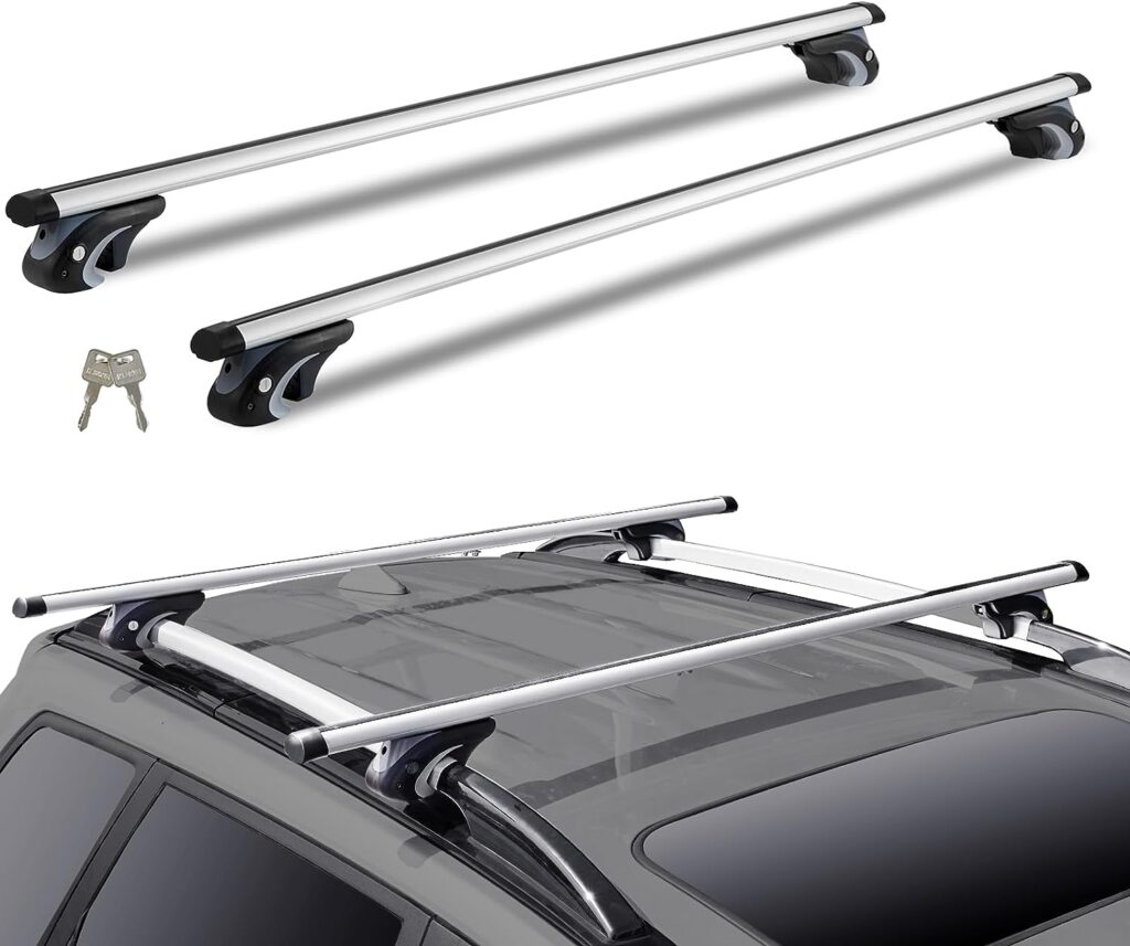 VEVOR Universal Roof Rack Cross Bars, 54 Aluminum Roof Rack Crossbars, Fit Raised Side Rail with Gap, 200 lbs Load Capacity, Adjustable Crossbars with Locks, for SUVs, Sedans, and Vans