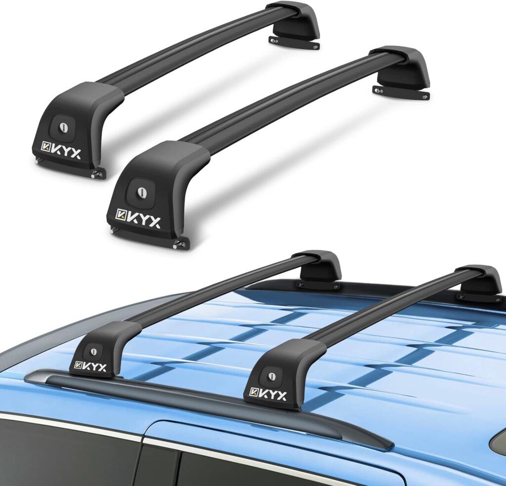 KYX DMS T-Track Design Roof Rack Cross Bars for 2018-2022 Compass, Aviation Aluminum Crossbars Matte Black for Bike Luggage Rack Kayak Snowboard